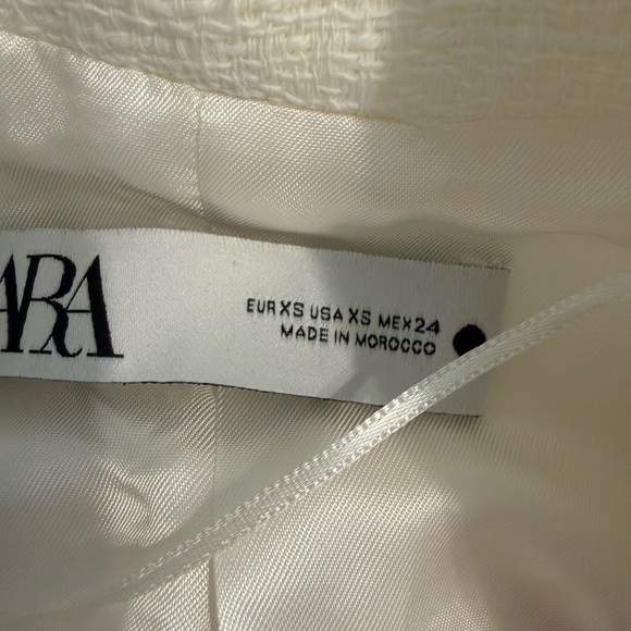 Zara White Textured Blazer Vest Dress with Rhinestone Button XS NWOT - Picture 4 of 4